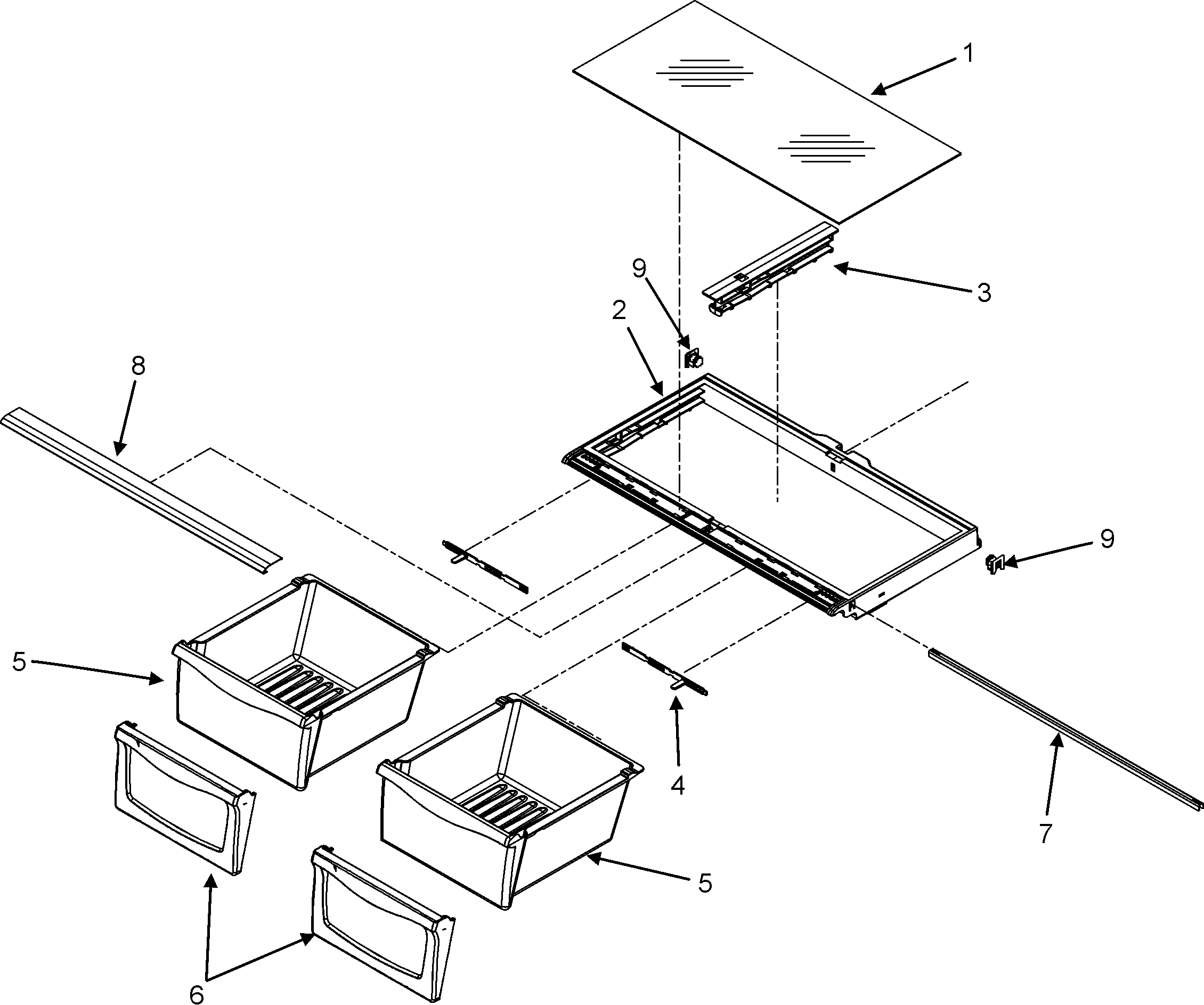Maytag MFF2557KES crisper assembly diagram