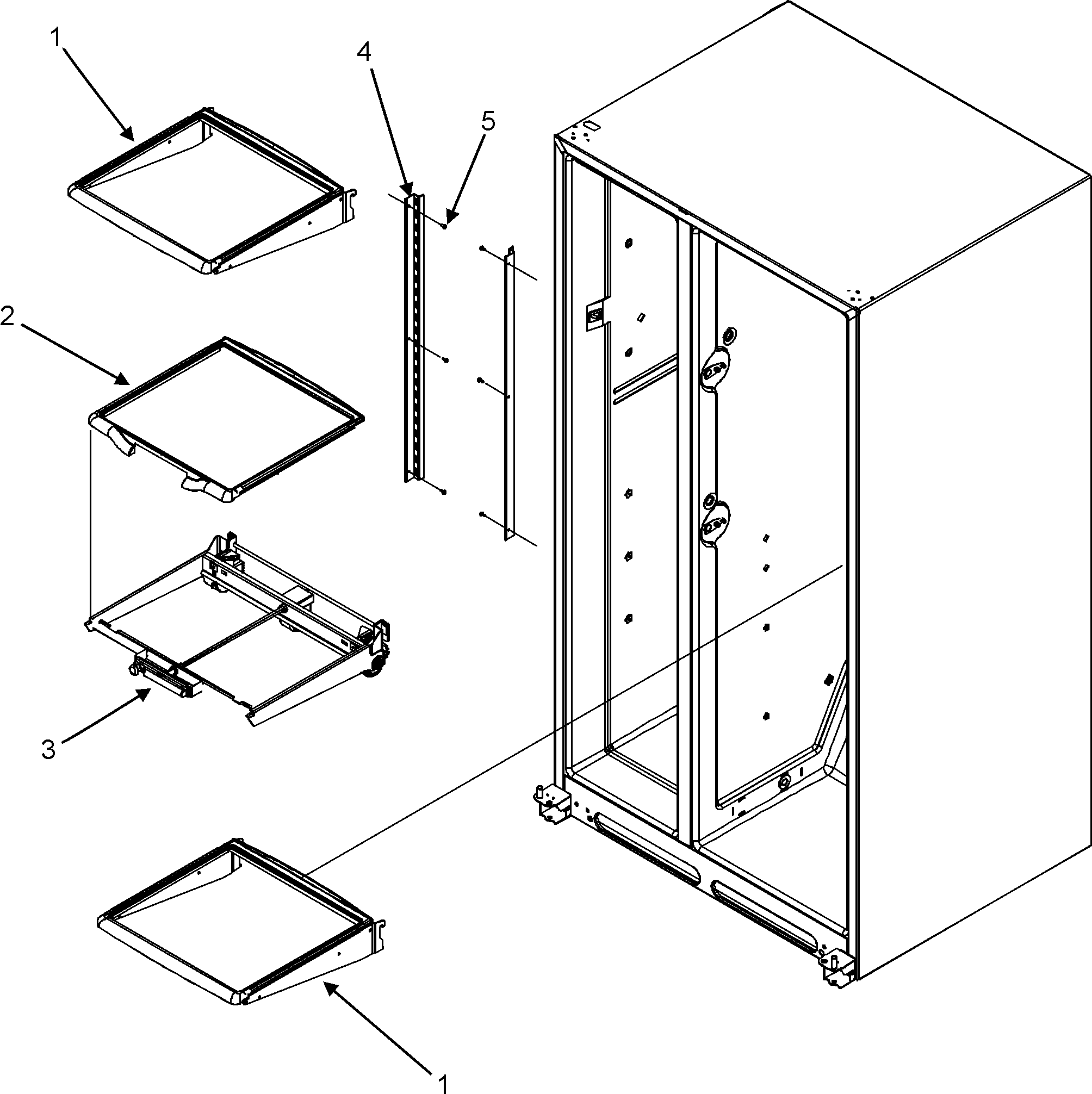 Maytag MCD2257KES refrigerator shelves diagram