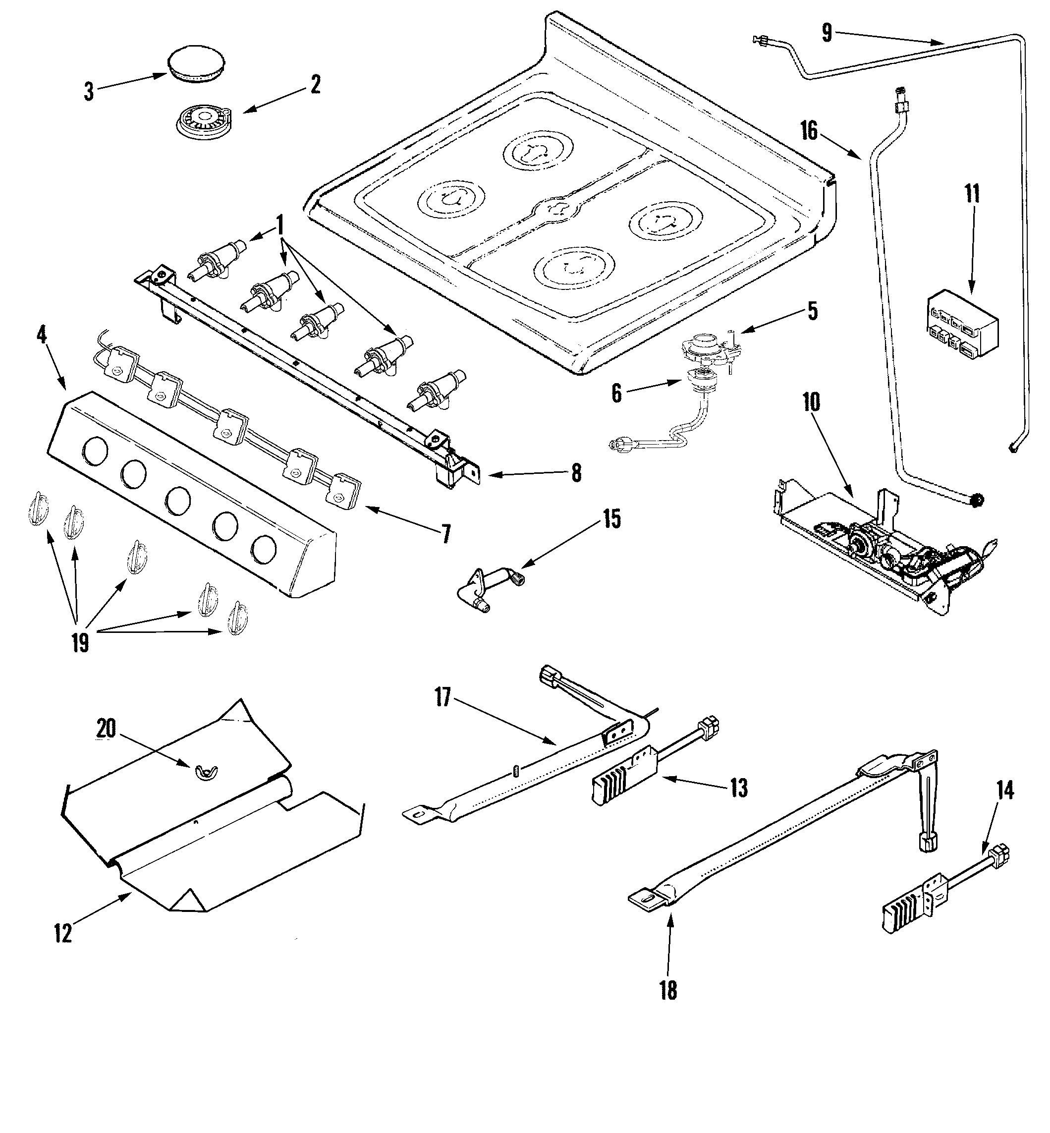 Jenn-Air JGR8875RDW gas controls diagram