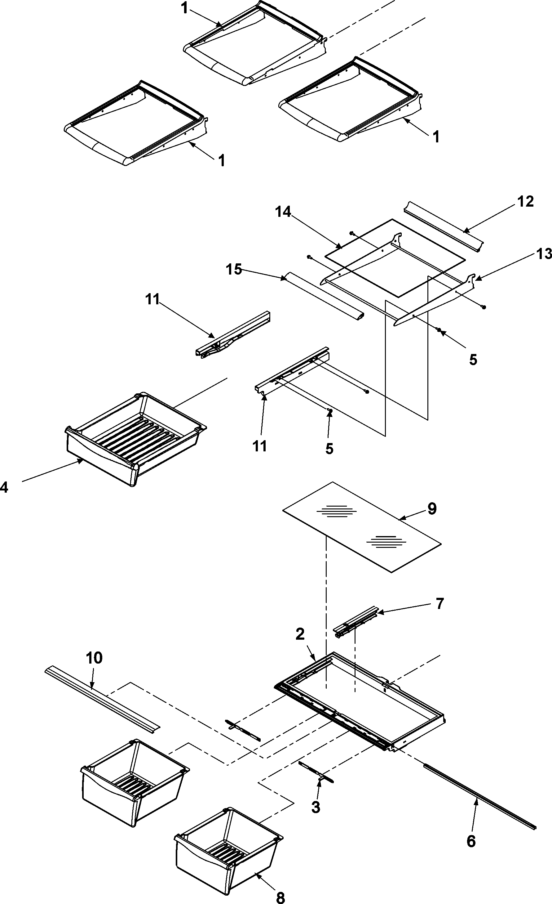 Amana ABR2222FES0 refrigerator shelving diagram