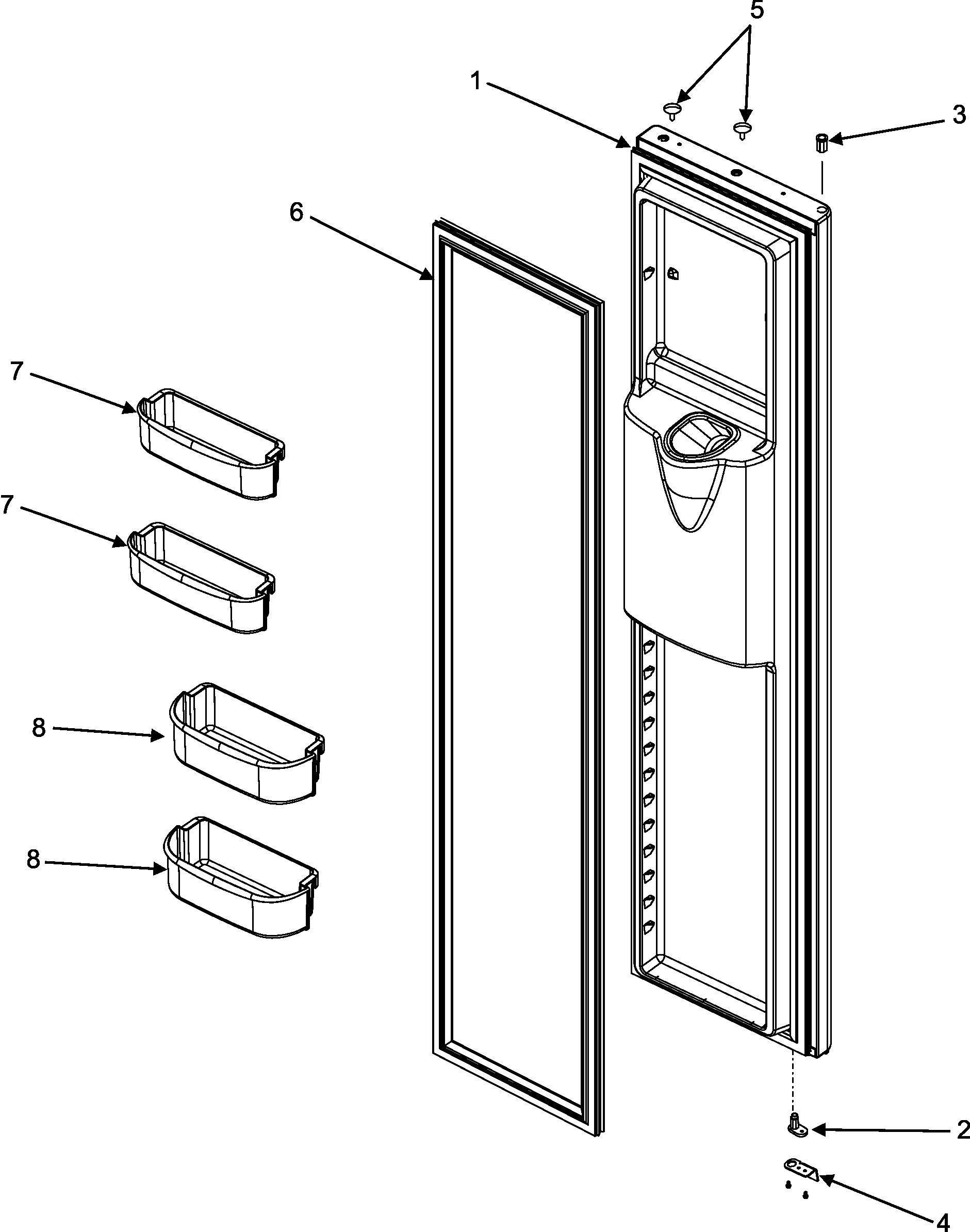 Maytag MSD2641KES freezer door diagram
