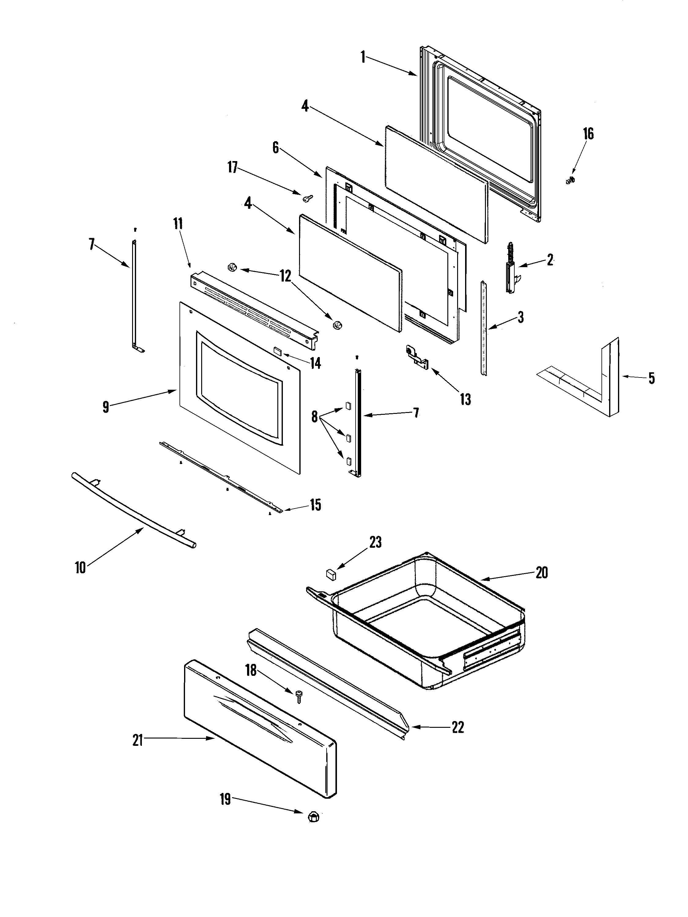 Jenn-Air JER8885RCB door/drawer diagram