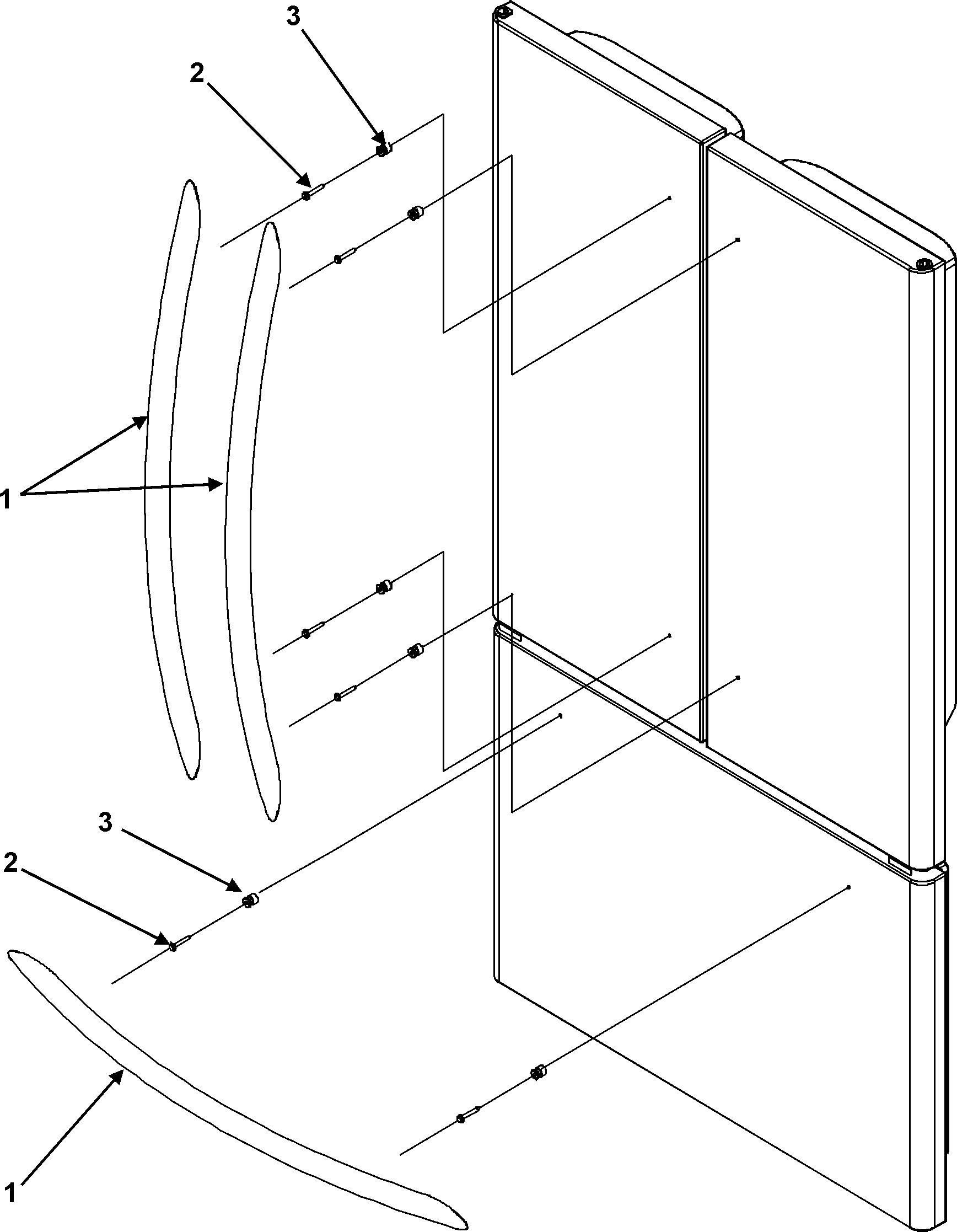 Amana AFF2534FEW0 handles & trim diagram