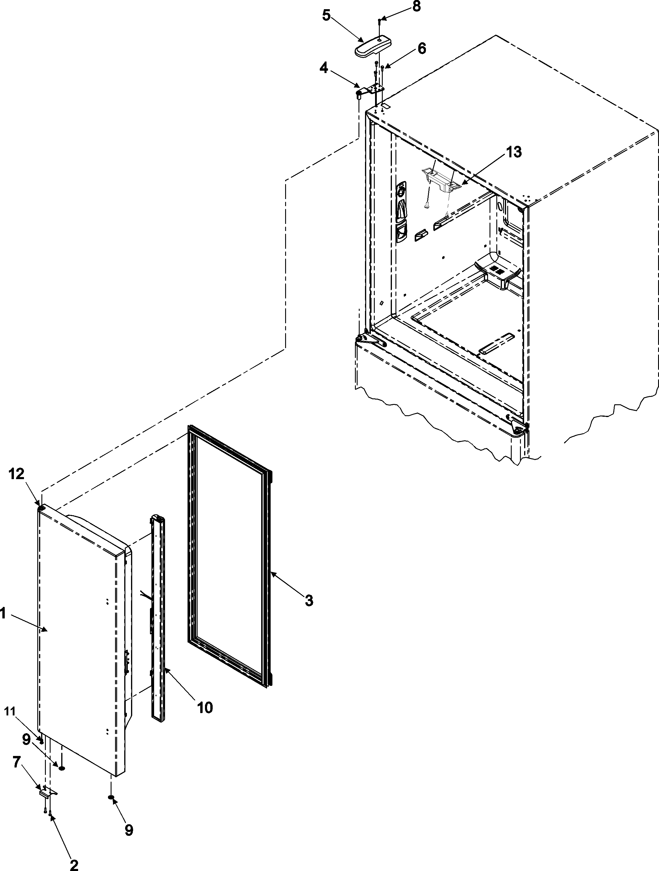 Amana AFF2534FEW0 left refrigerator door diagram