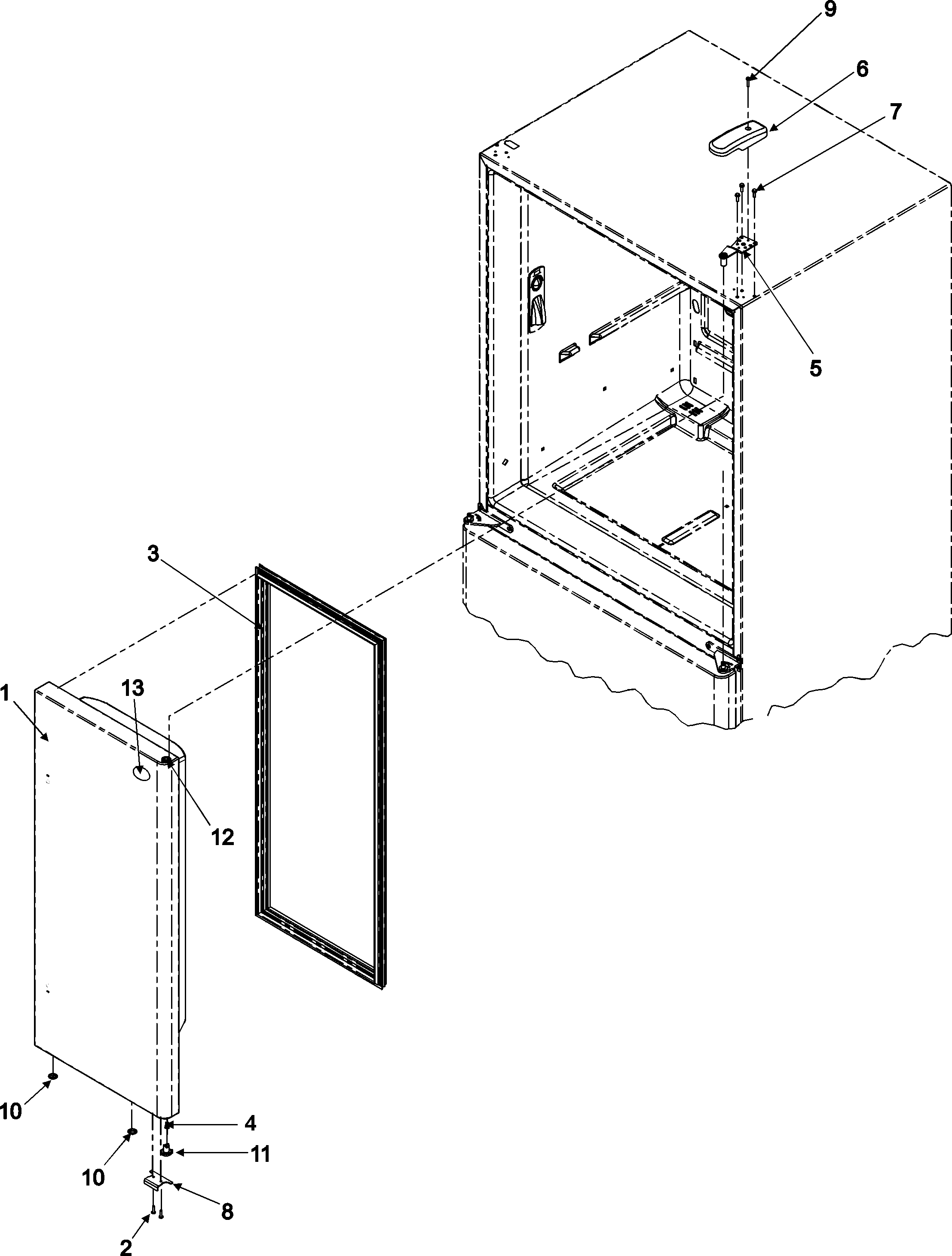 Amana AFF2534FEW0 right refrigerator door diagram