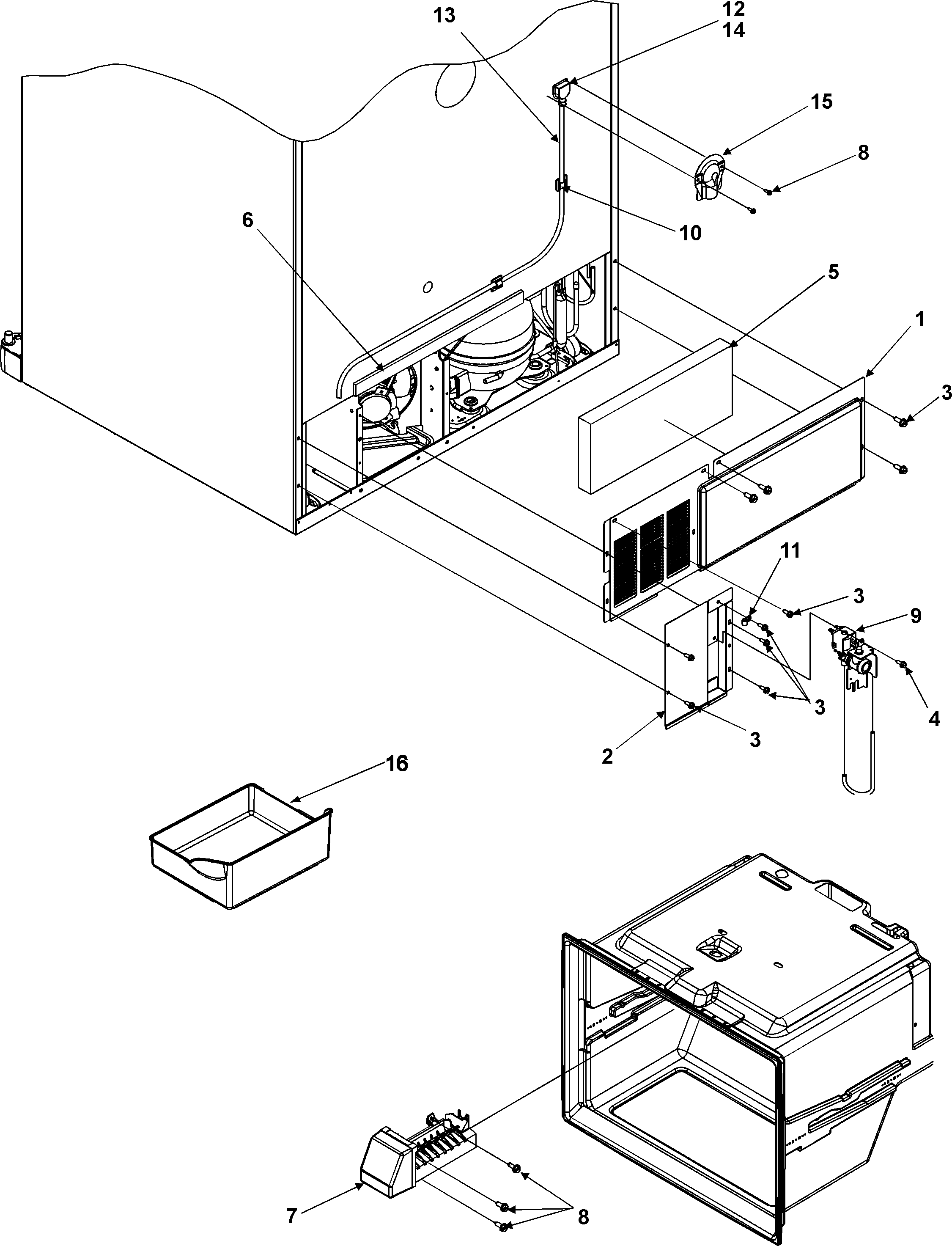 Amana AFF2534FEW0 cabinet back diagram