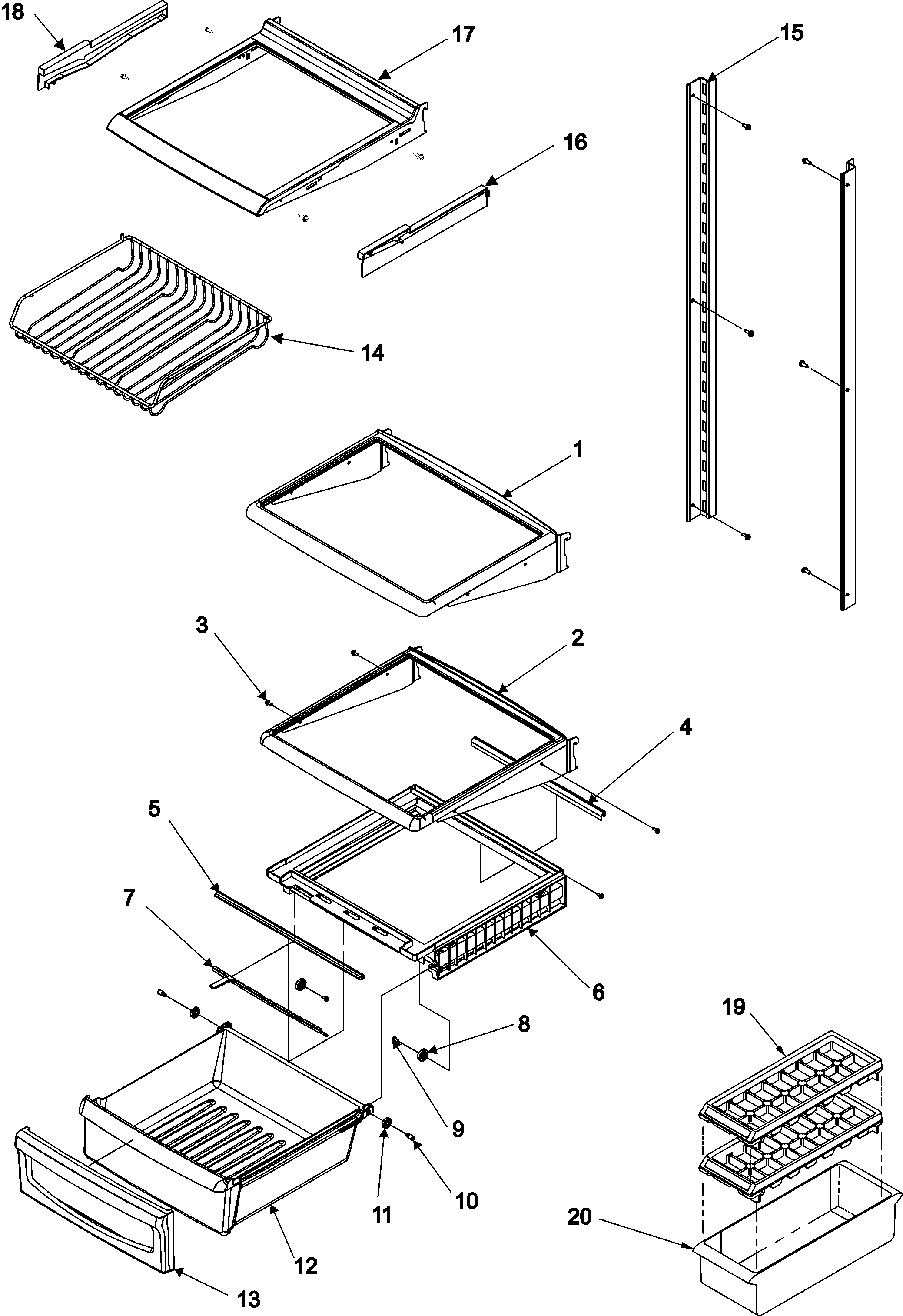 Amana ASB2623HRQ deli and ref shelf diagram