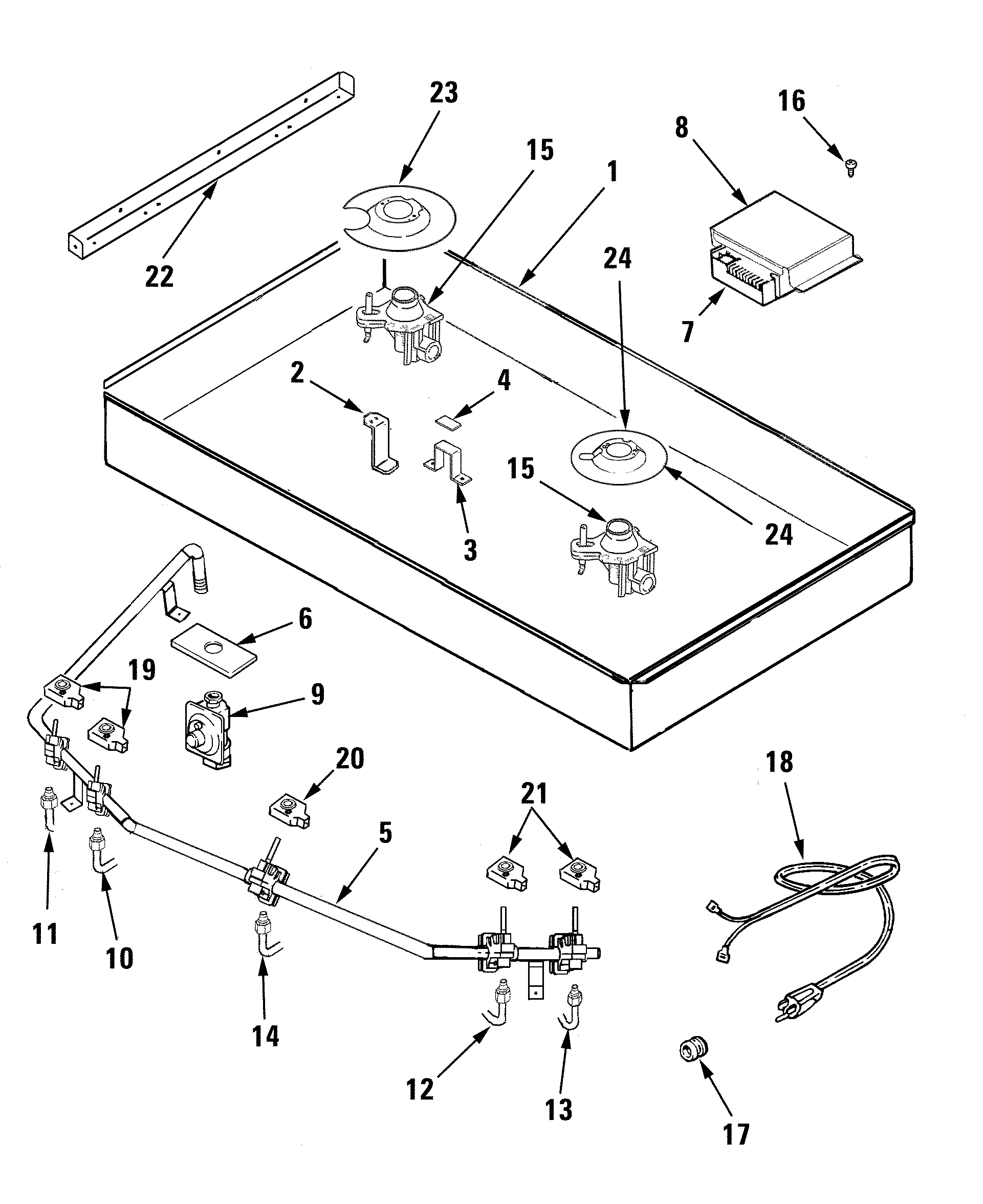 Jenn-Air JGC9536BDR body diagram