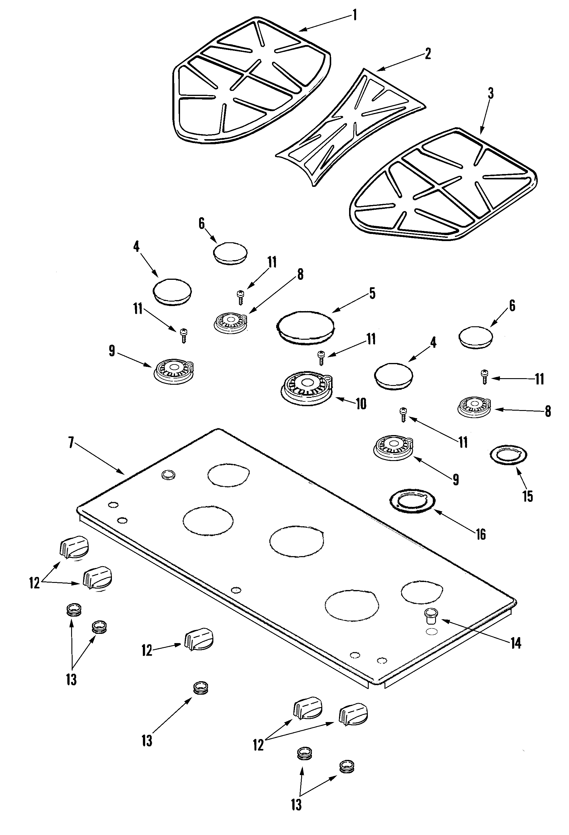 Jenn-Air JGC9536BDR top assembly diagram