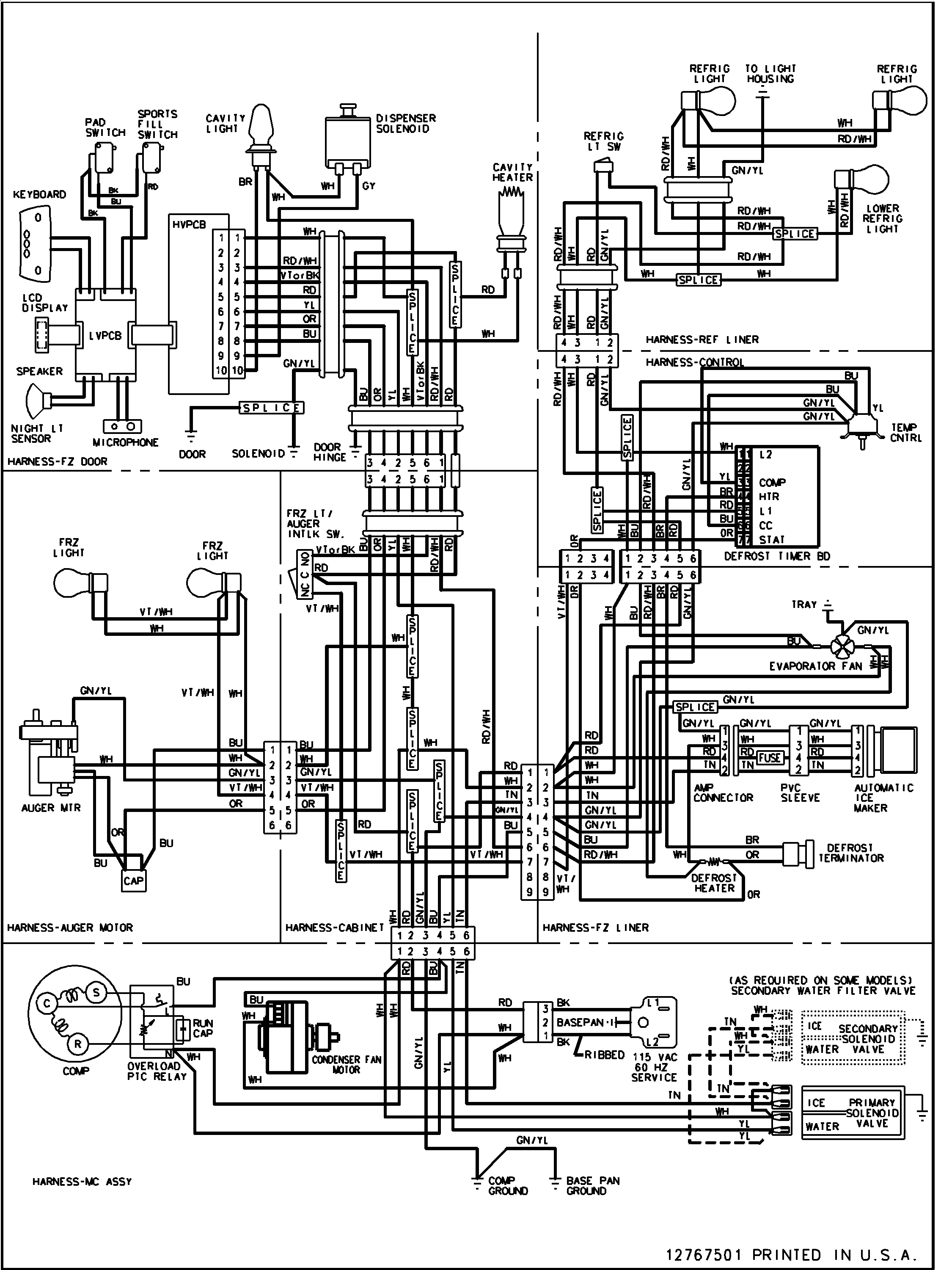 Amana ARSE667BW1 wiring information diagram