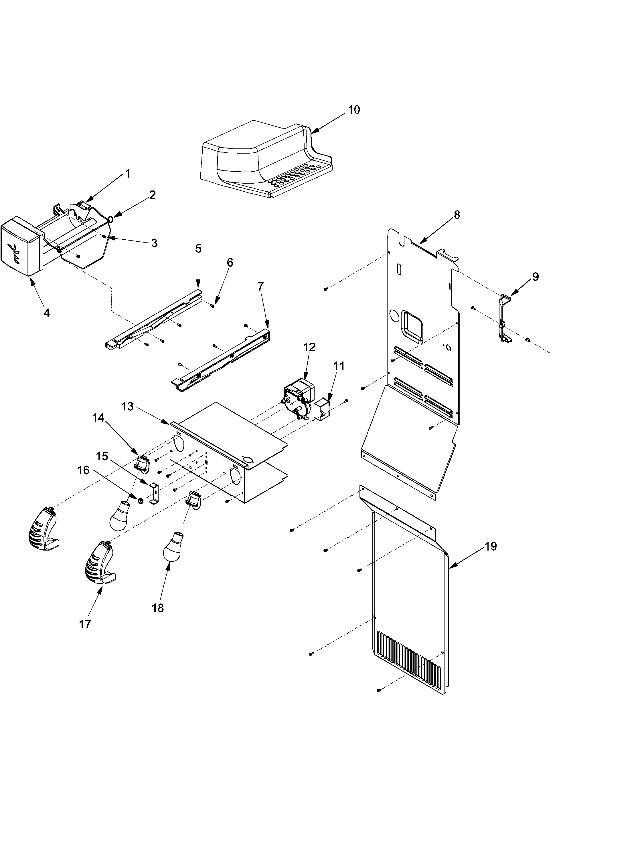 Kenmore 59653469300 lights and ice maker diagram