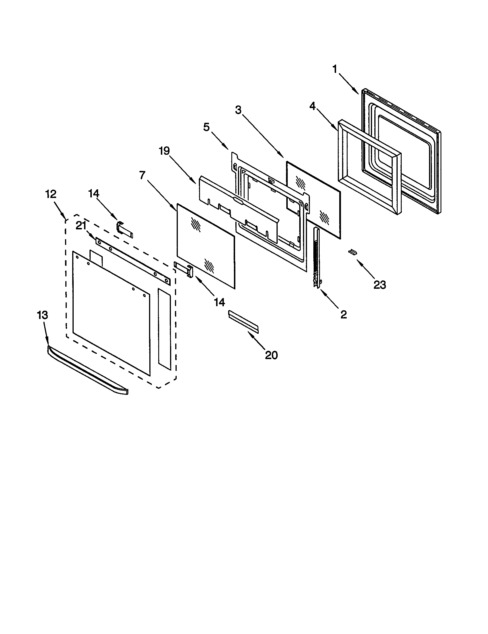 KitchenAid NHP01MCG oven door diagram