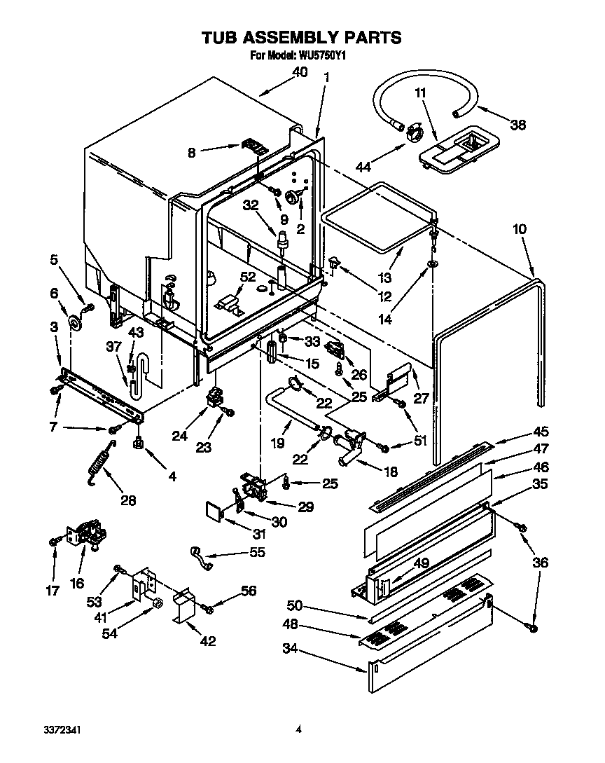 Roper WU5750Y1 tub diagram