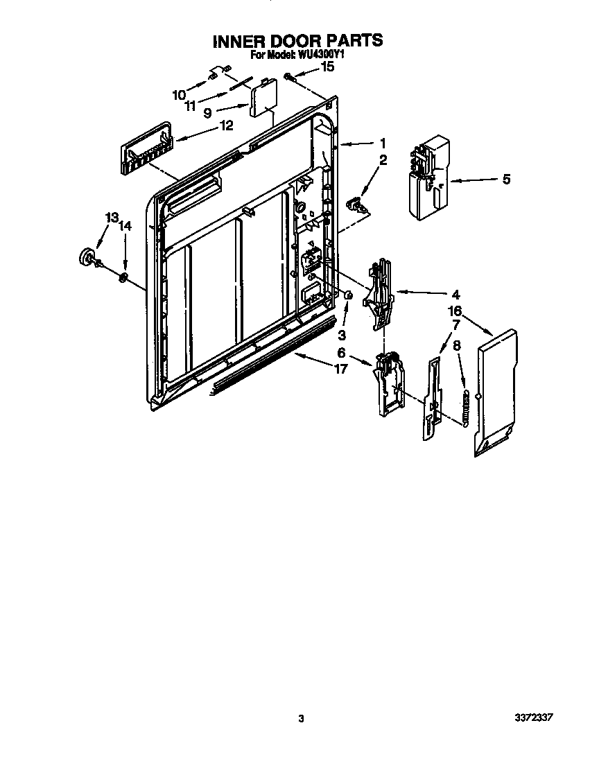 Roper WU4300Y1 inner door diagram