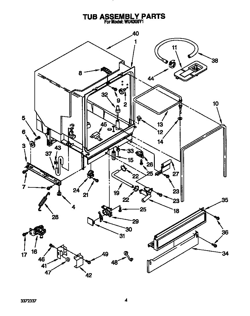 Roper WU4300Y1 tub diagram