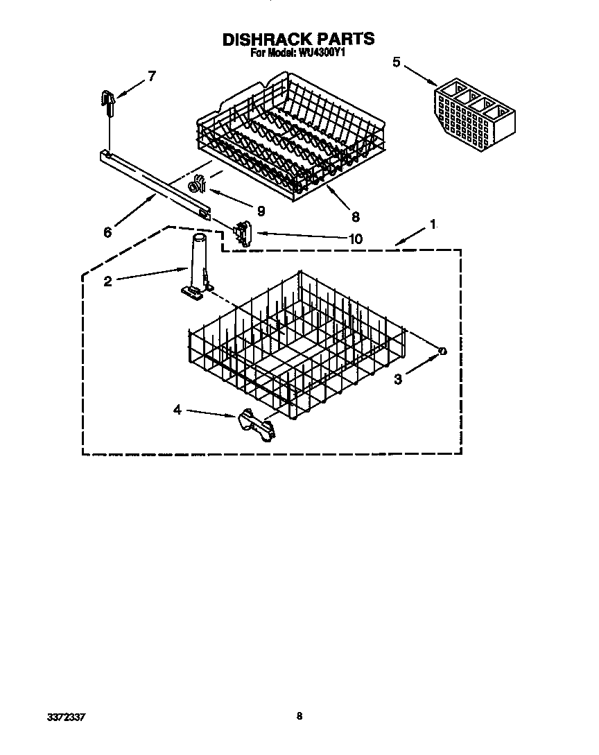 Roper WU4300Y1 dishrack diagram