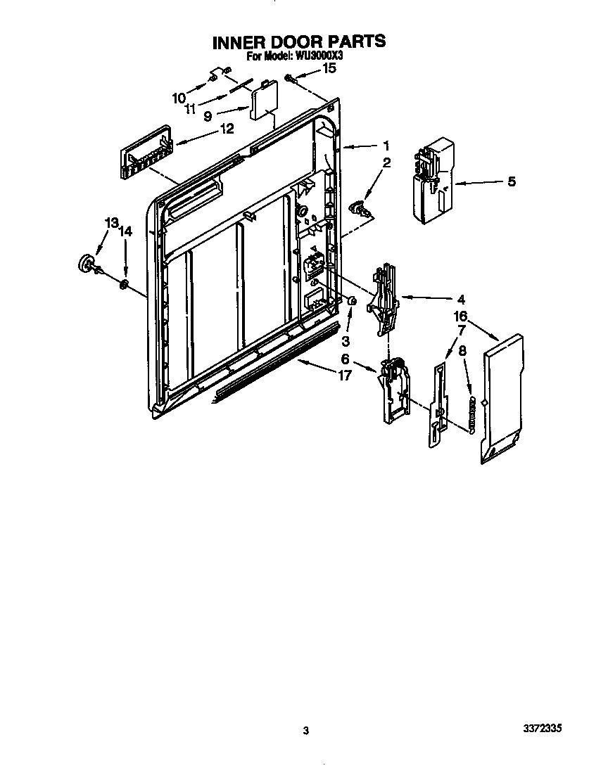 Roper WU3000X3 inner door diagram