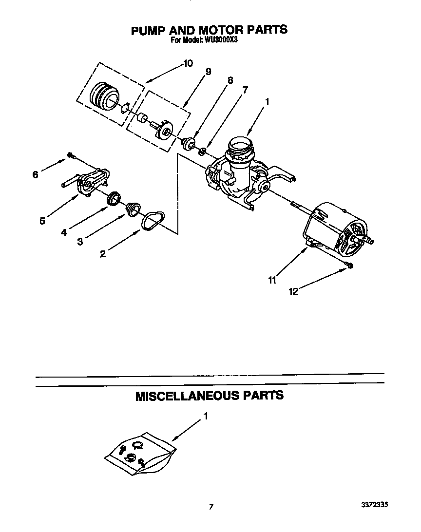 Roper WU3000X3 pump and motor diagram