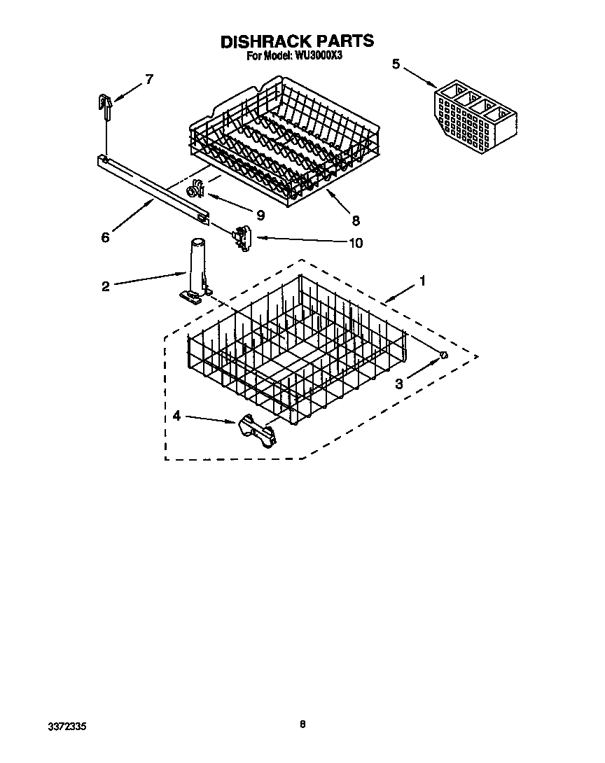 Roper WU3000X3 dishrack diagram
