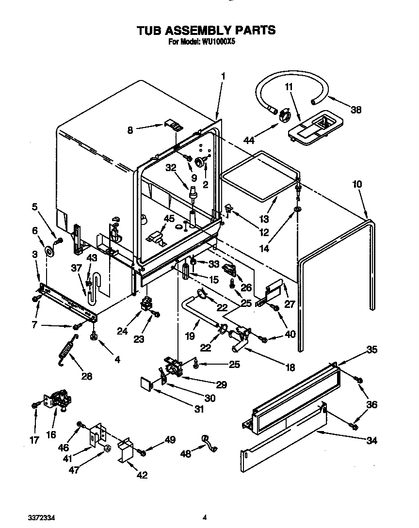 Roper WU1000X5 tub assembly diagram
