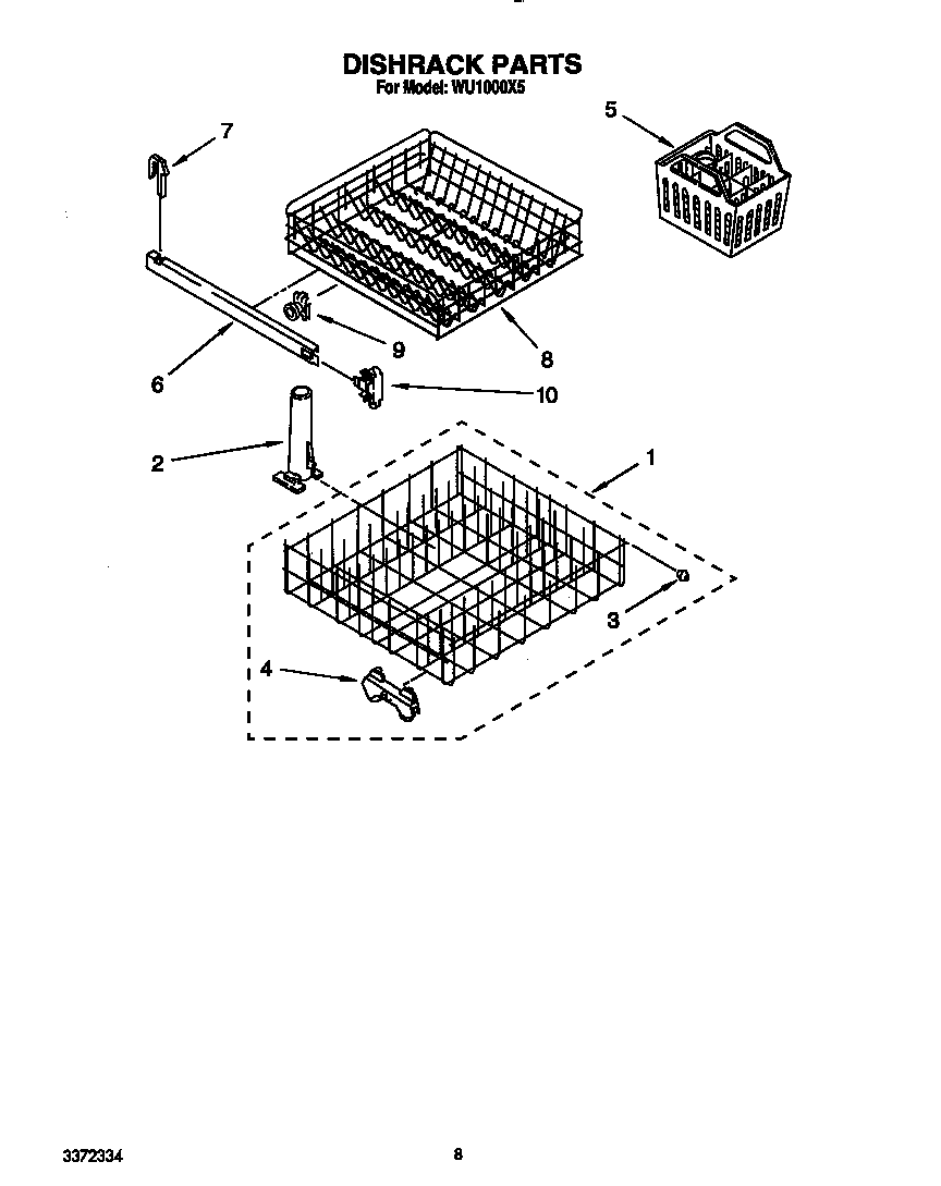 Roper WU1000X5 dishrack diagram