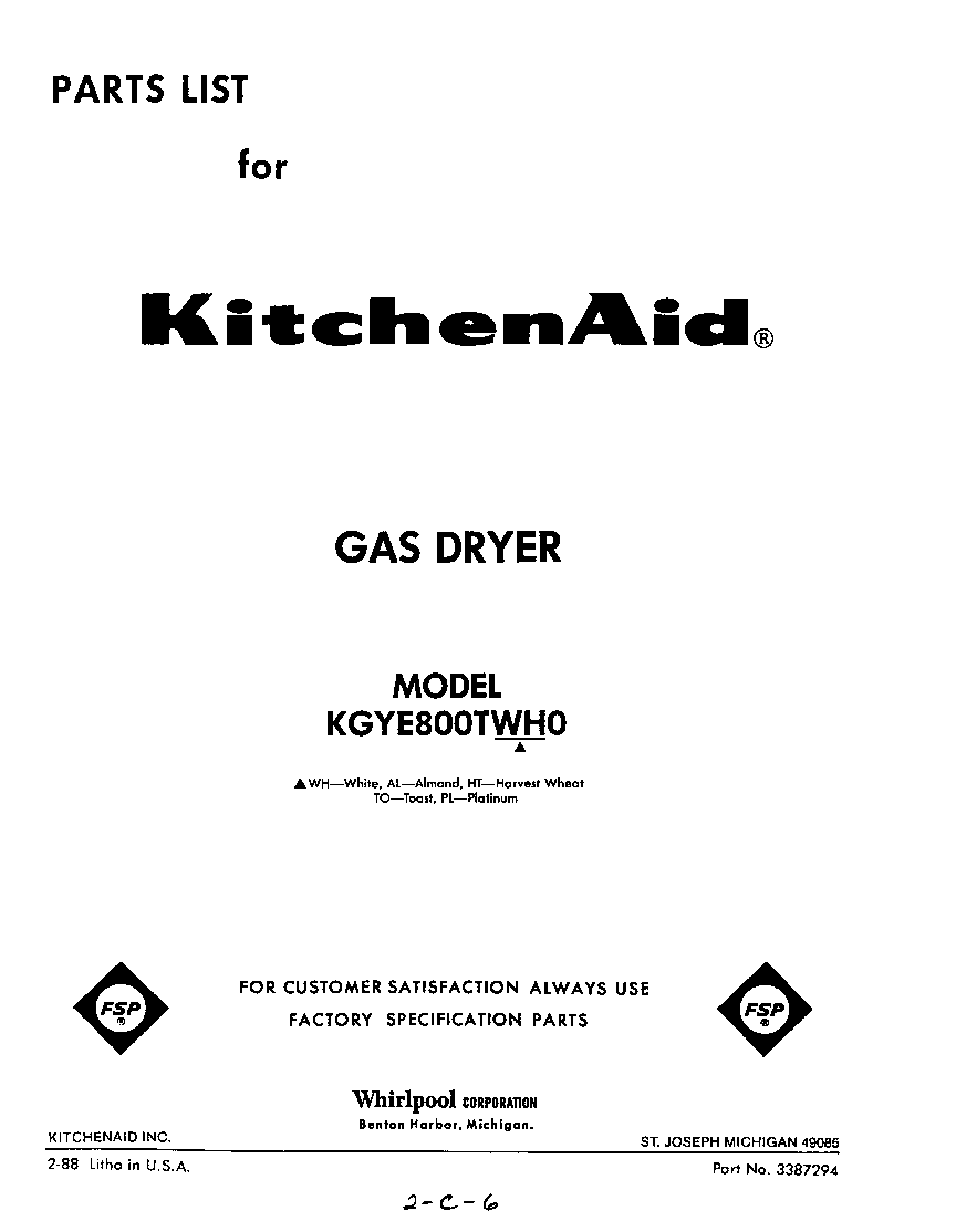 KitchenAid KGYE800TWH0 front cover diagram