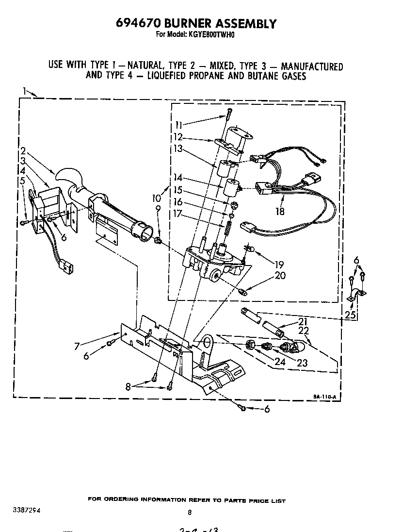 KitchenAid KGYE800TWH0 694670 burner diagram