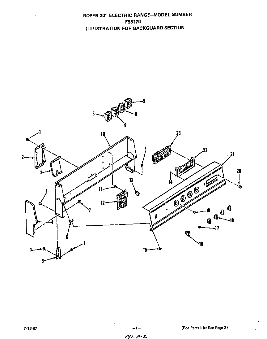 Roper F5817*0 backguard diagram
