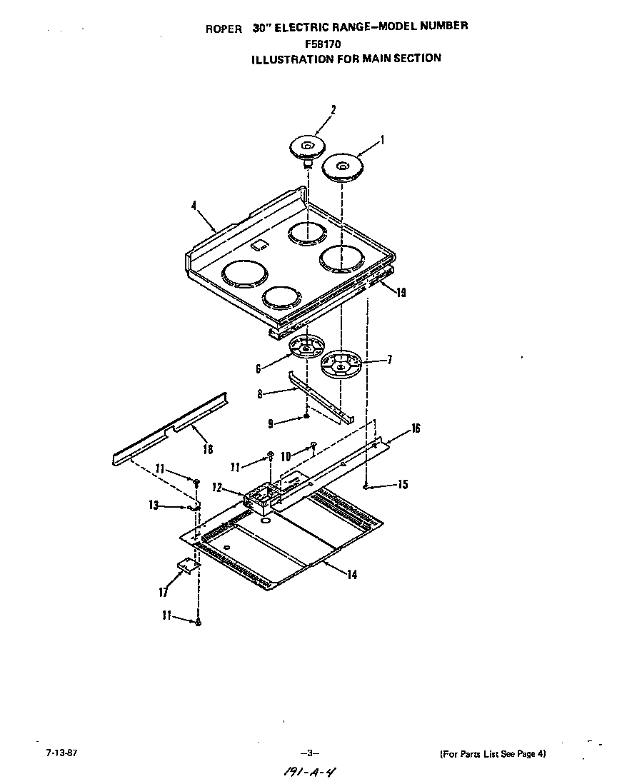 Roper F5817*0 main top diagram