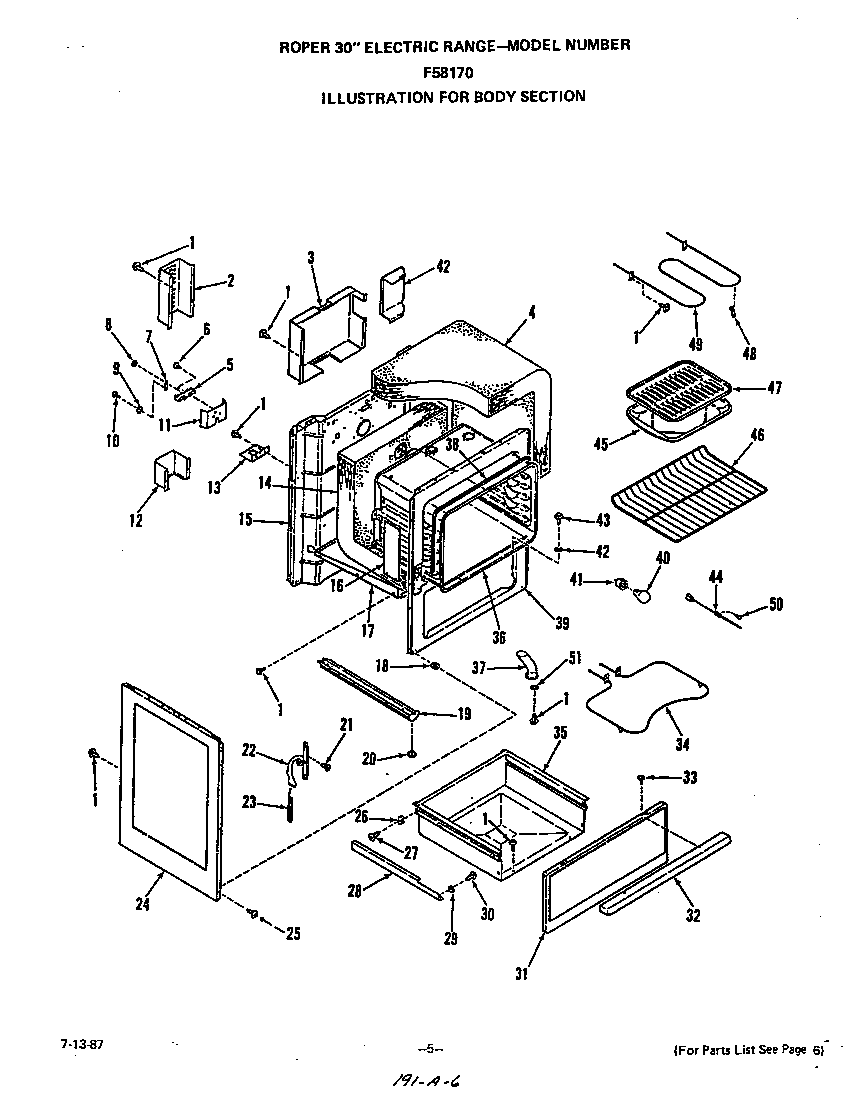 Roper F5817*0 body diagram