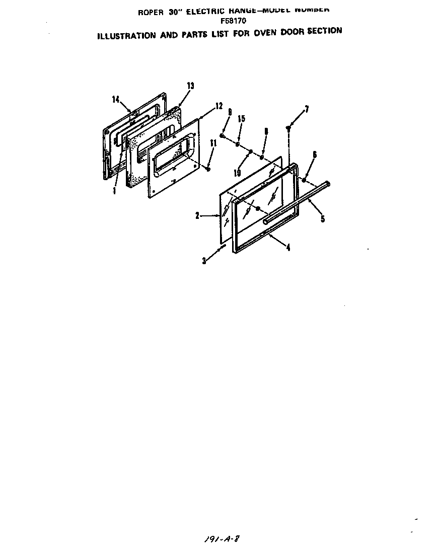 Roper F5817*0 oven door diagram