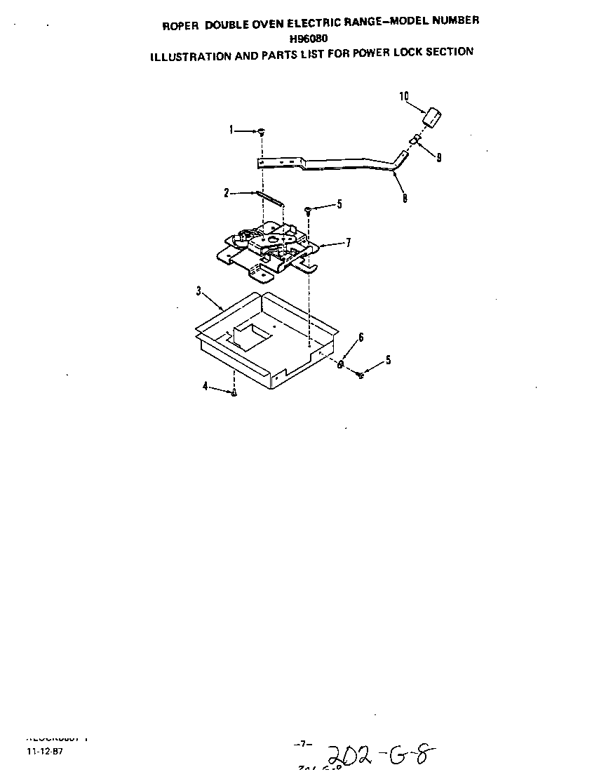 Roper H9608W0 power lock diagram