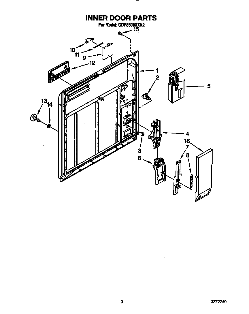Whirlpool GDP8500XXN2 inner door diagram