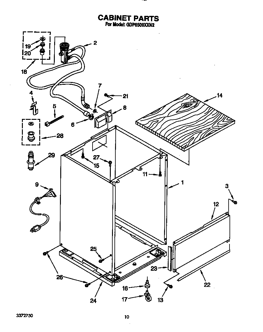 Whirlpool GDP8500XXN2 cabinet diagram