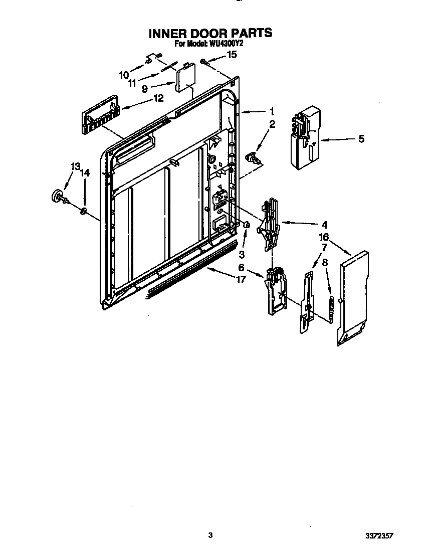 Roper WU4300Y2 inner door diagram