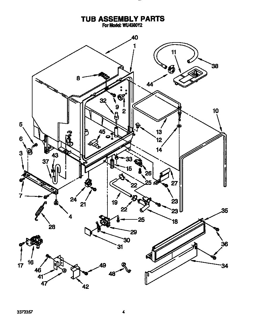 Roper WU4300Y2 tub assembly diagram