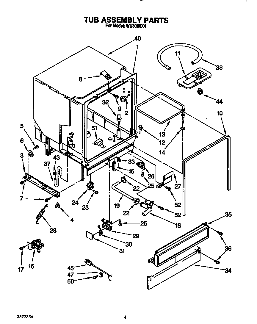 Roper WU3006X4 tub assembly diagram