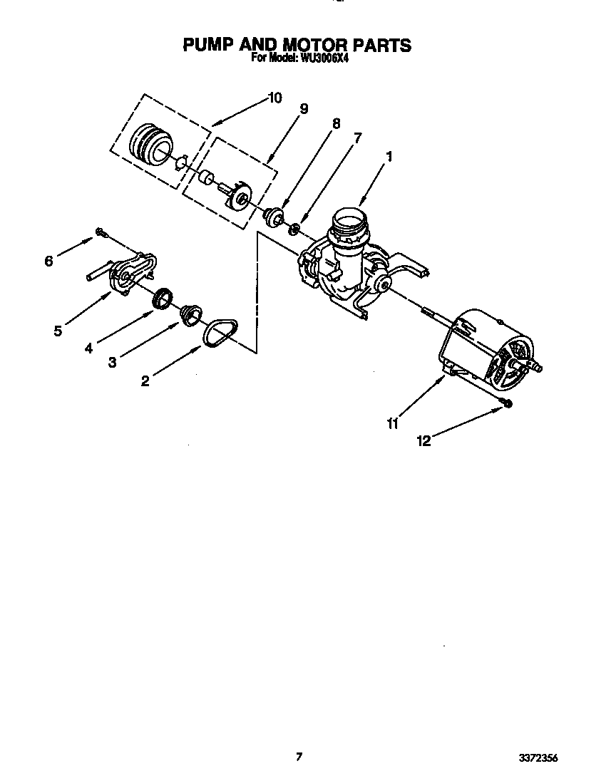 Roper WU3006X4 pump and motor diagram