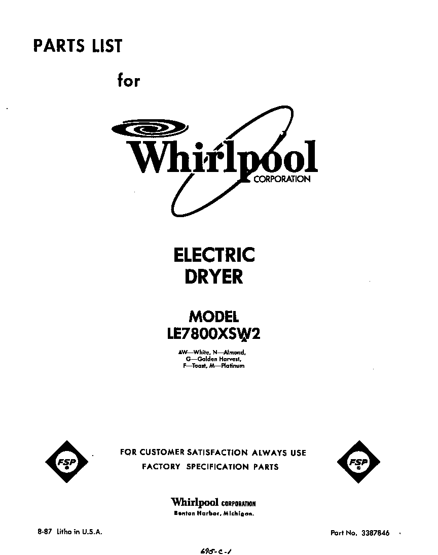 Whirlpool LE7800XSW2 null diagram