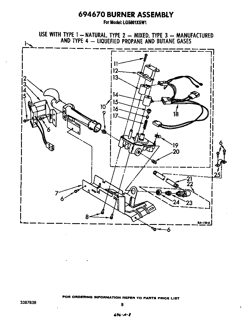 Whirlpool LG5801XSW1 694670 burner diagram