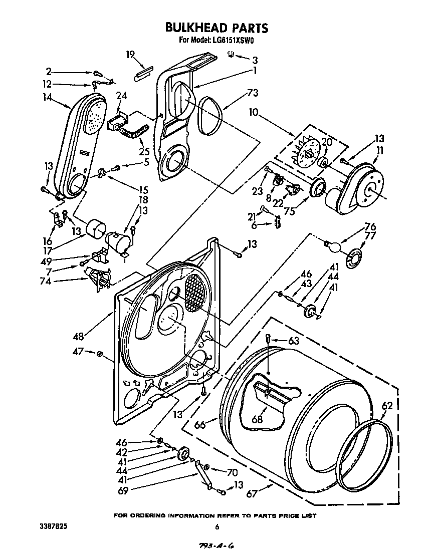 Whirlpool LG6151XSW0 bulkhead diagram