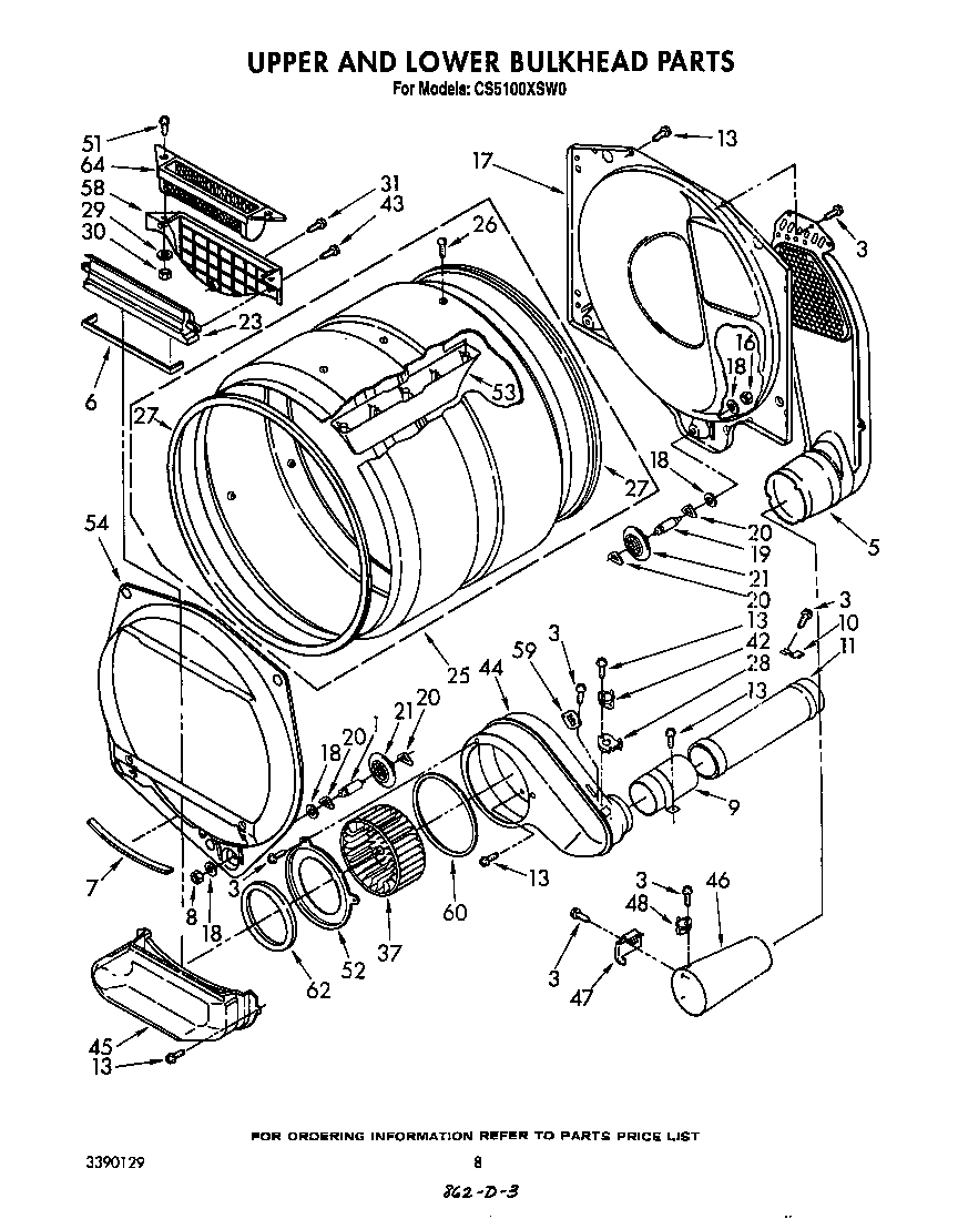 Whirlpool CS5100XSW0 upper and lower bulkhead diagram