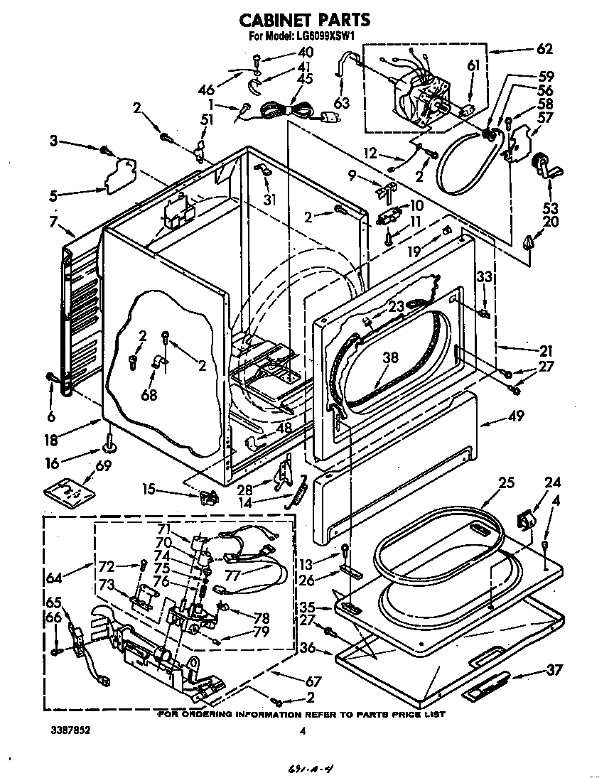 Whirlpool LG6099XSW1 cabinet diagram