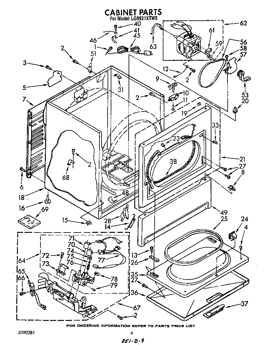 Whirlpool LG9521XTW0 cabinet diagram