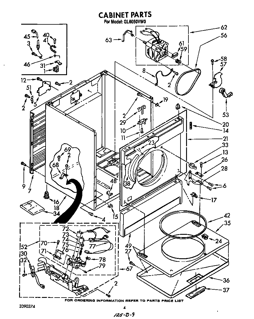 Roper GL6050VW0 cabinet diagram