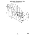 Whirlpool LT5004XSW3 dryer front panel and door diagram