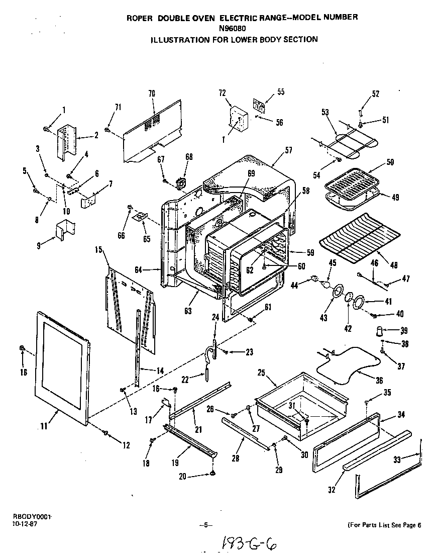 Roper N9608W0 lower body diagram