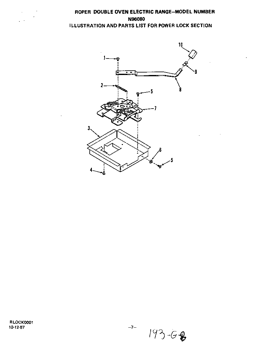 Roper N9608W0 power lock diagram