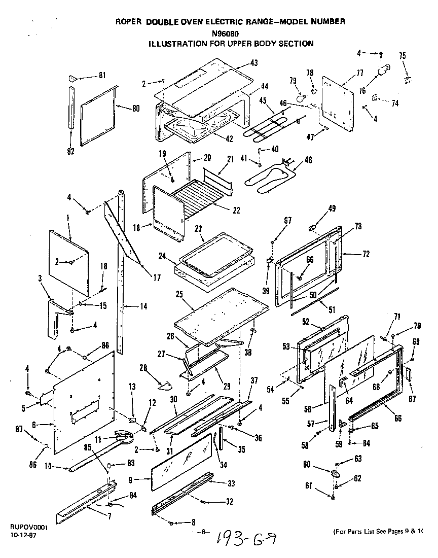 Roper N9608W0 upper body diagram