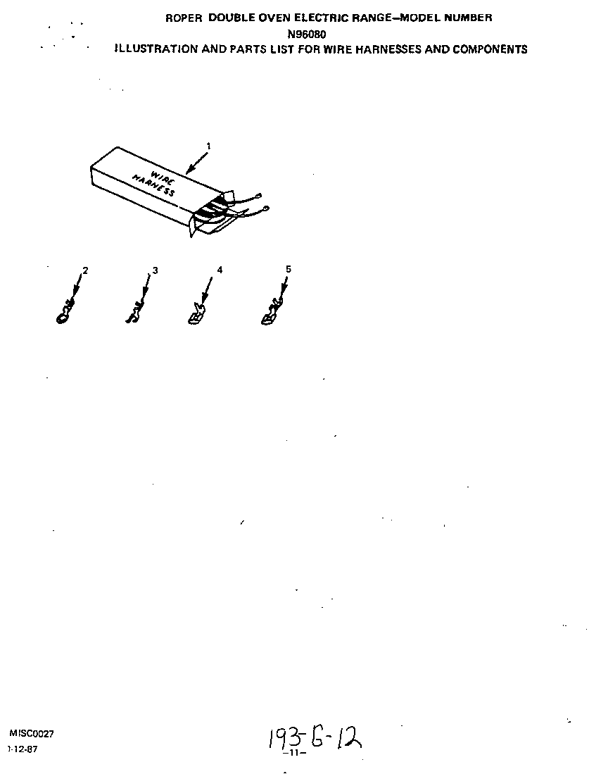 Roper N9608W0 wire harness diagram